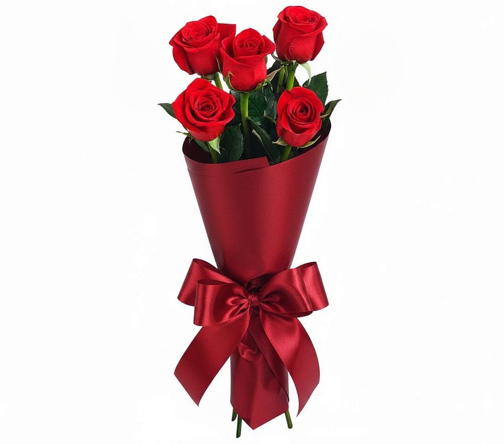 Букет 5 Красных роз Эдлесс Лав в Григорово Новгородская область