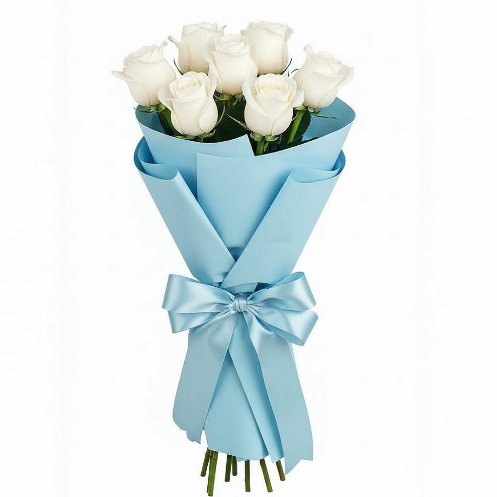 Букет 7 белых роз Проуд в Григорово Новгородская область