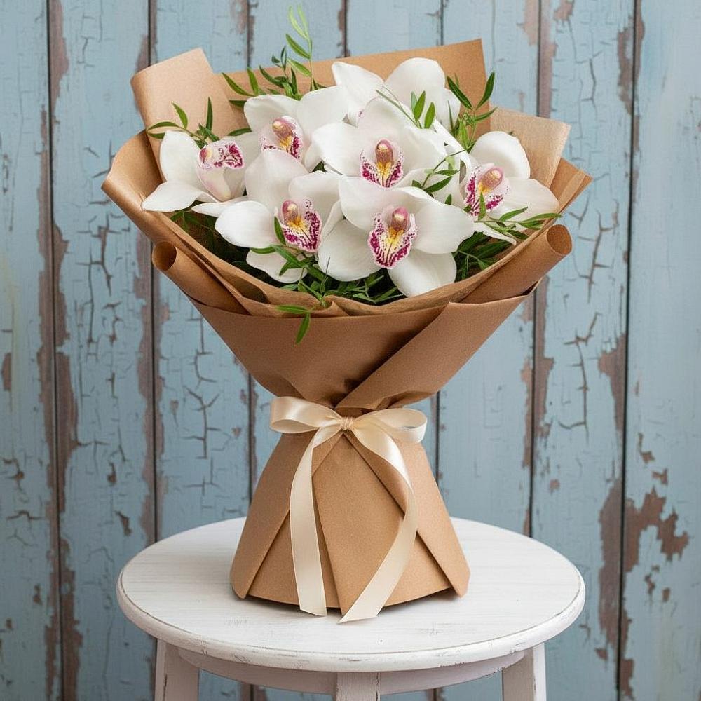 Букет цветов из: Орхидеи и Розы в Григорово Новгородская область