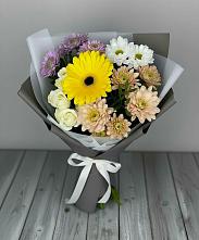 Букет цветов из:  Розы, Герберы и Хризантемы #REPLACE_PRED# Григорово Новгородская область