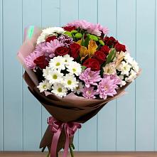 Букет цветов из:  Розы, Хризантемы и Альстромерии #REPLACE_PRED# Григорово Новгородская область