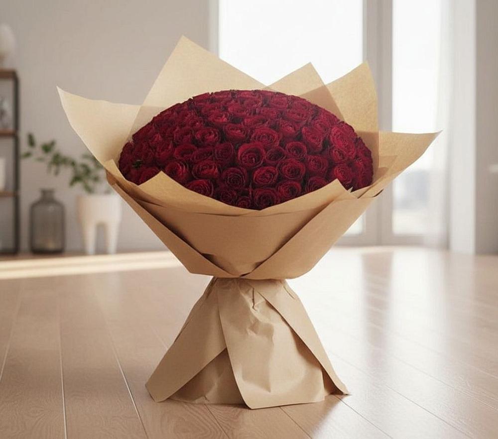 Букет 101 Красная роза в Григорово Новгородская область