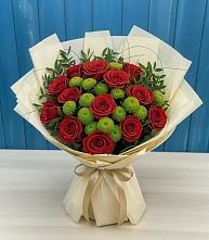 Букет цветов из:  Розы и Хризантемы в Григорово Новгородская область