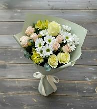 Букет цветов из:  Альстромерии, Розы и Хризантемы в Григорово Новгородская область