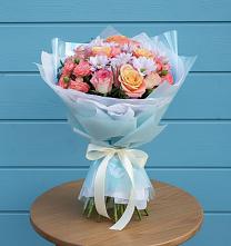 Букет цветов из:  Хризантемы и Розы в Григорово Новгородская область