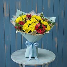Букет цветов из:  Альстромерии и Хризантемы в Григорово Новгородская область